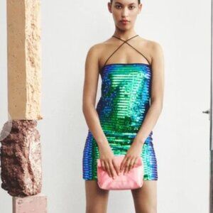 Stine Goya Acanthus Iridescent Sequin Mini Dress Mermaid Amazing! NWOT XS